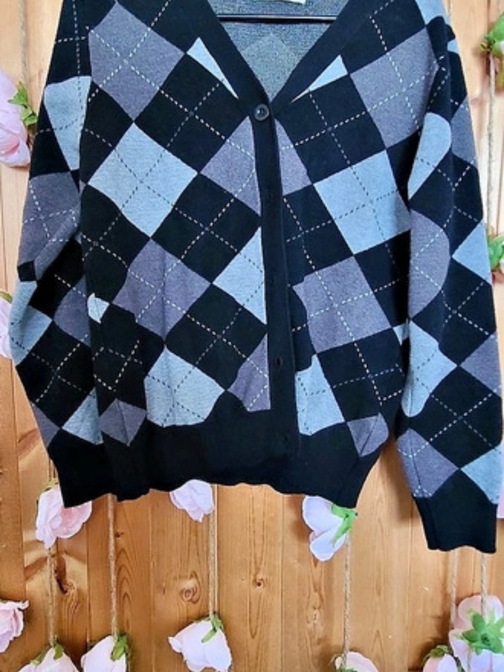 Grace Karin Women's Geometric Cardigan in Black & Gray